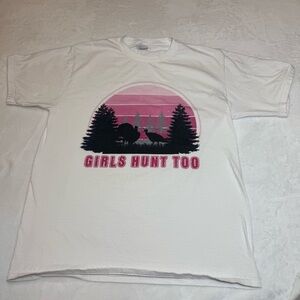 NWOT Girls Hunt Too White and Pink Women’s T-Shirt